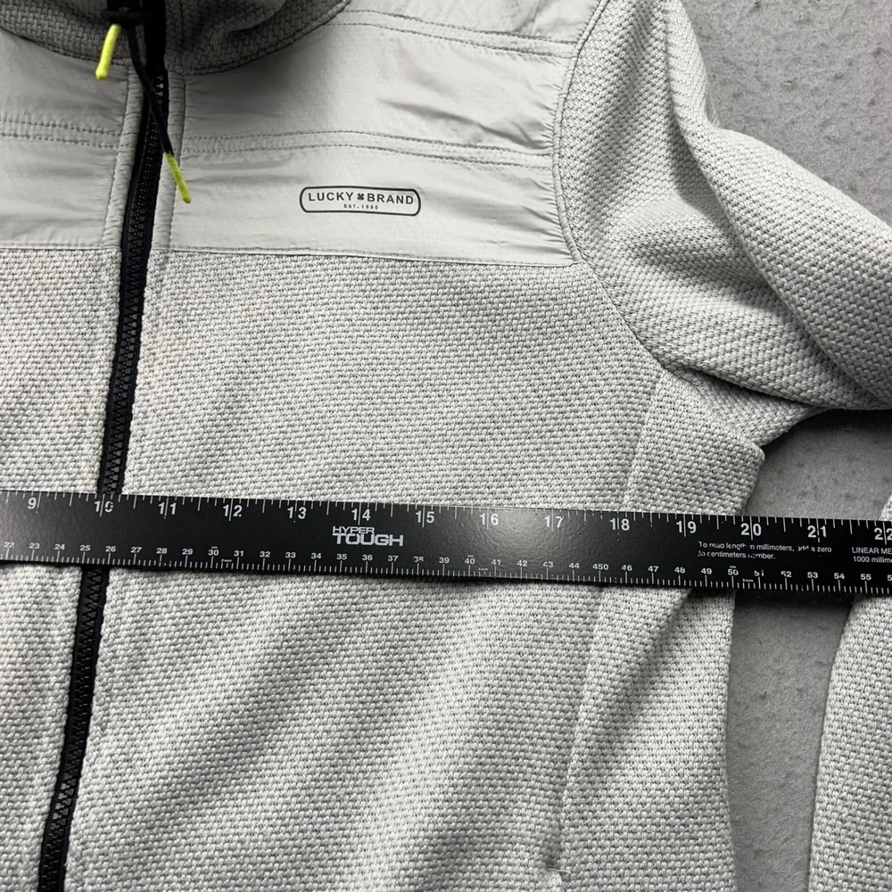 Lucky Brand Mens Gray Full Zip Fleece Jacket Neon Trim Size Medium 1749